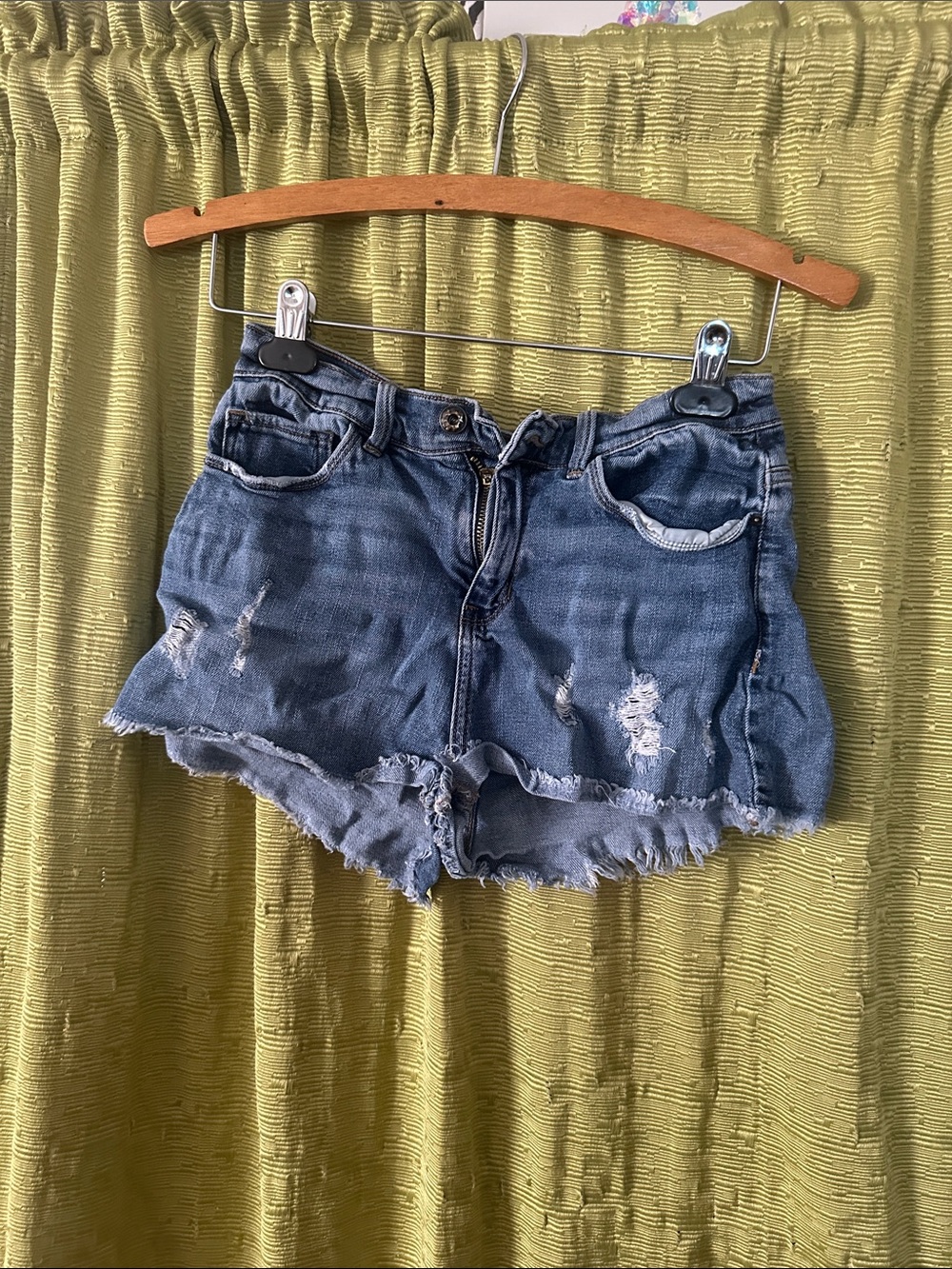 Forever 21 Distressed Denim Cutoff Shorts - Blue